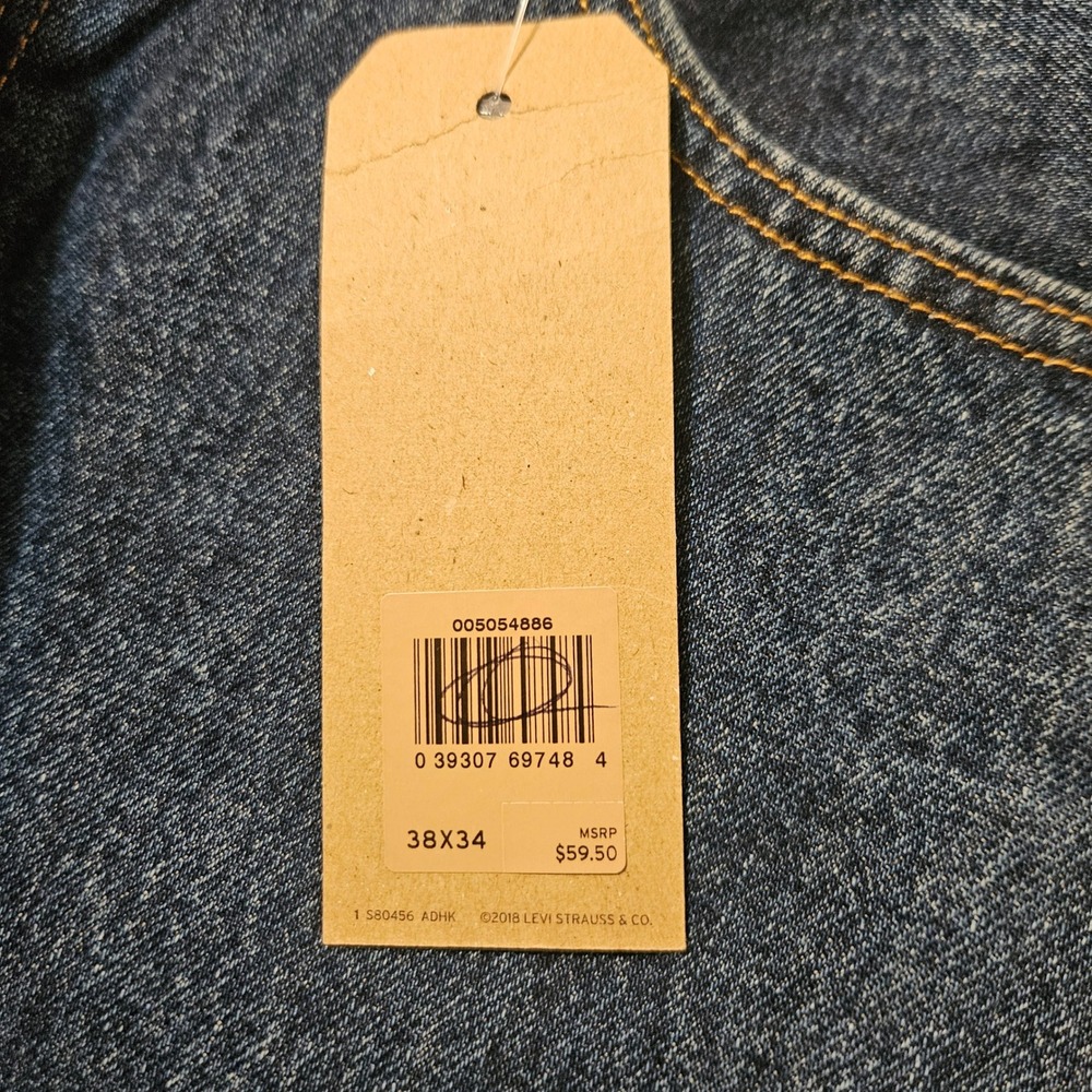 Levi's 505 Regular Blue Jeans 100% Cotton Size 38x34 Dark Wash New NWT - Picture 5 of 8